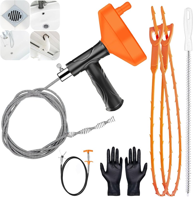 launary Drain Snake Auger, Plumbing Snake Drain Hair Clog Removal Tool, Heavy Duty Toilet Snake Auger, Sink Unclogger Drain Cleaner Tool for Bathroom Kitchen Tub Shower Drain Clog Remover with Gloves（33 Feet） - Image 1